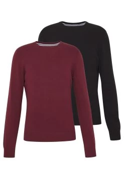 Pier One 2 Pack- Maglione - Black/Bordeaux