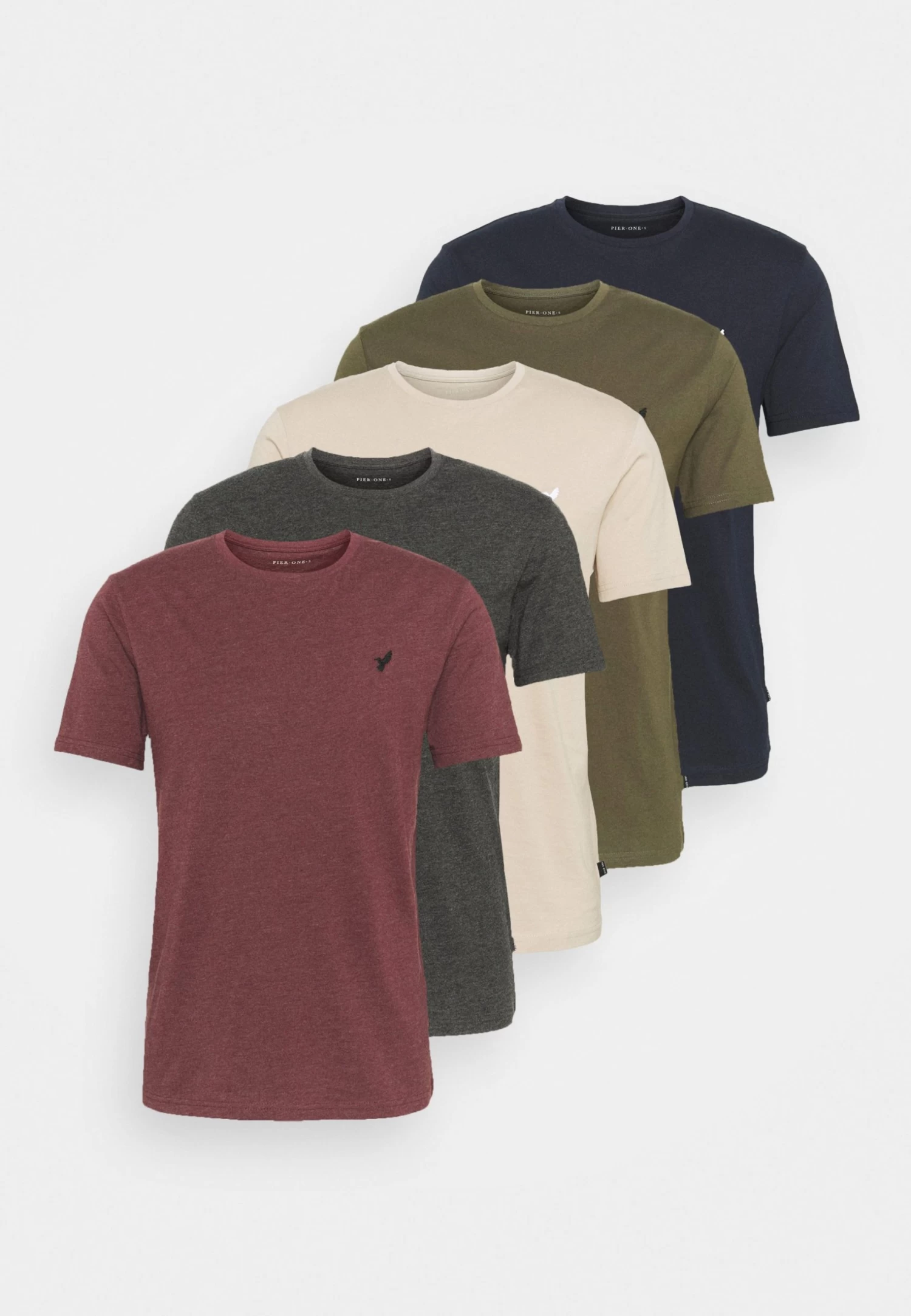 Pier One 5 PackT-Shirt BasicDark Grey/Dark Blue/Olive Uomo T-shirt E Polo PI922O0TV-C12 - immagine 7