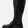 Pier One Leather Stivali Con I LacciBlack Donna Stivali PI911A0HJ-Q11