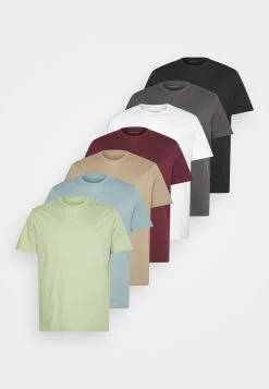 Pier One 7 PackT-Shirt BasicBlack /Green /Bordeaux Uomo T-shirt E Polo PI922O0PY-Q15