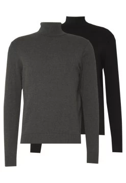 Pier One 2 PackBasic TurtleneckMaglioneBlack/Mottled Dark Grey Uomo Maglieria PI922Q06B-Q11