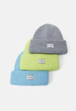 Pier One Unisex 3 PackBerrettoGrey, Neon Green, Light Blue Uomo Cappellie Berretti PI954P009-C11