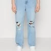 Pier One Distress On KneesJeans BaggyLight Blue Denim Uomo Jeans PI922G04N-K11