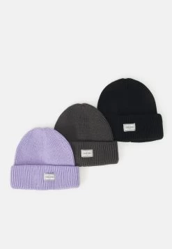 Pier One Unisex 3 PackBerrettoBlack/Dark Grey/Lilac Donna Cappelli E Foulard PI954P009-Q17